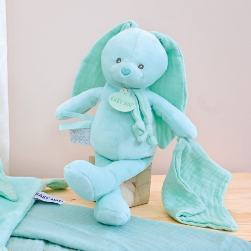  - lapin lange - peluche avec vert menthe 25 cm 